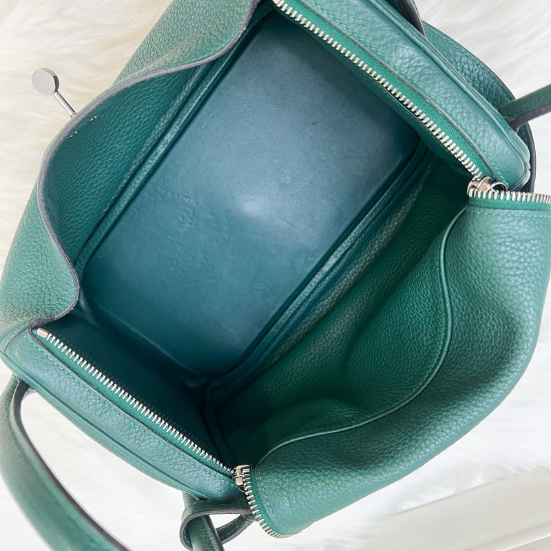 Hermes Lindy 30 in Green (Likely Malachite) Clemence Leather and PHW