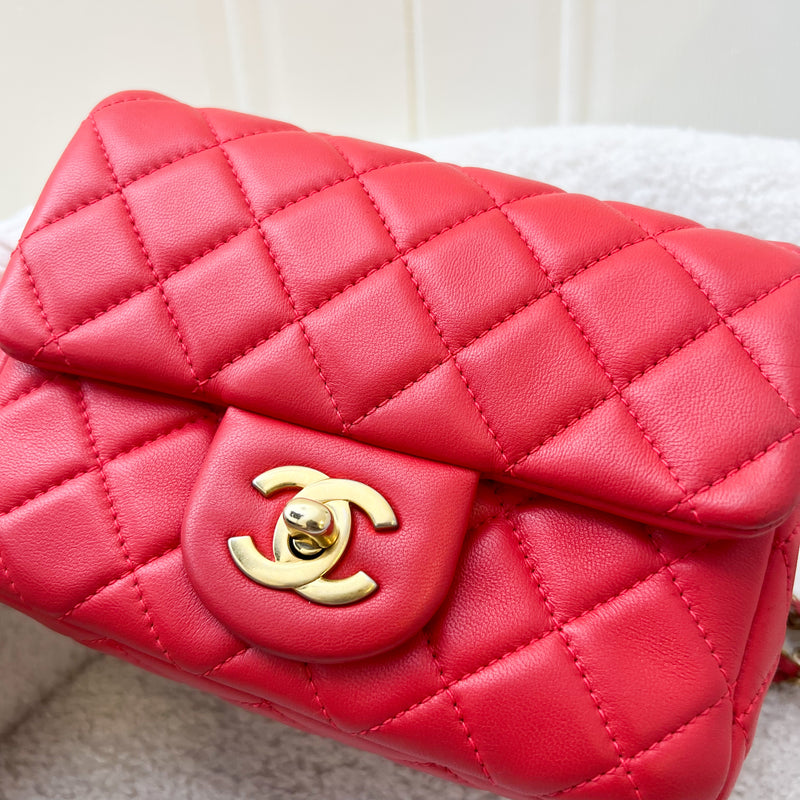 Chanel Pearl Crush Mini Square Flap in Red Lambskin and AGHW