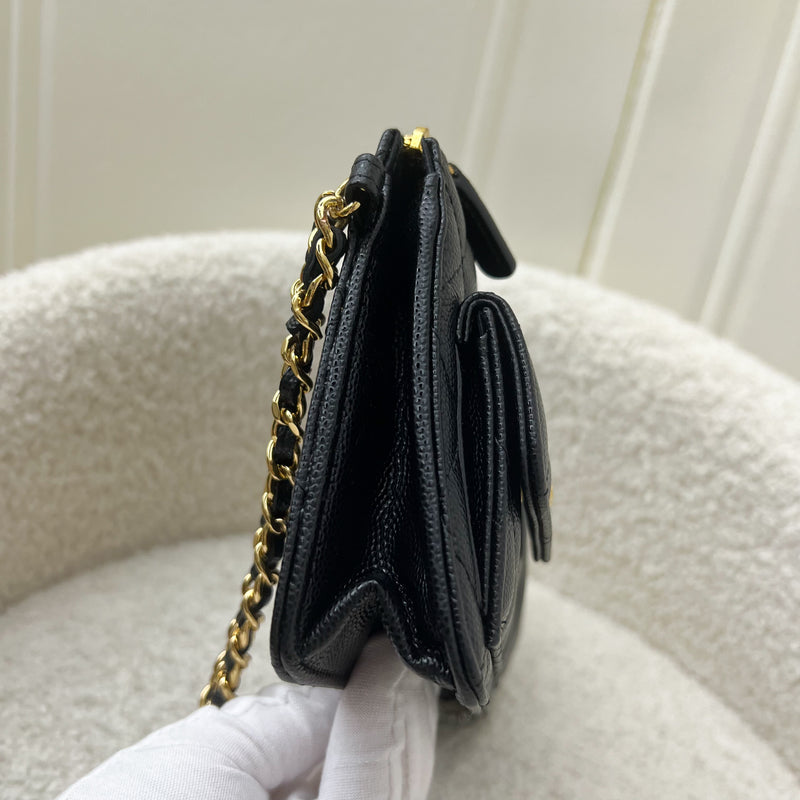 Chanel Wristlet Clutch in Black Caviar and GHW