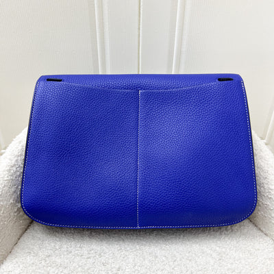 Hermes Halzan 31 in Bleu Electrique Clemence Leather and PHW