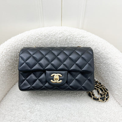 Chanel Classic Mini Rectangle Flap in Black Lambskin and LGHW