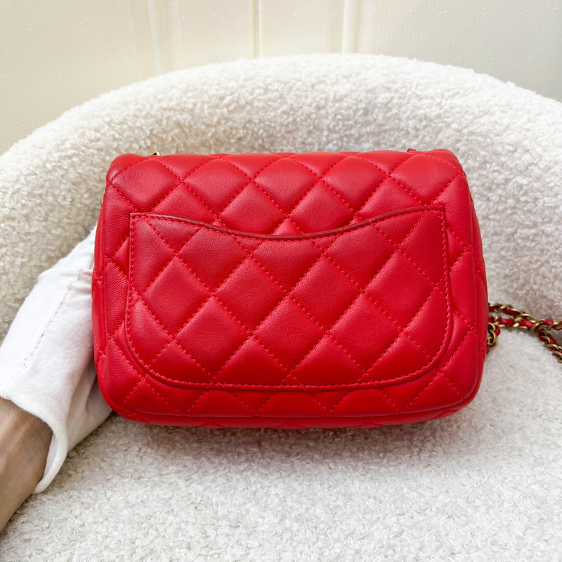 Chanel Pearl Crush Mini Square Flap in Red Lambskin and AGHW