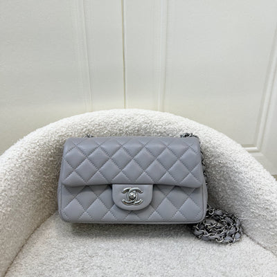 Chanel Mini Rectangle Flap in Grey Lambskin SHW