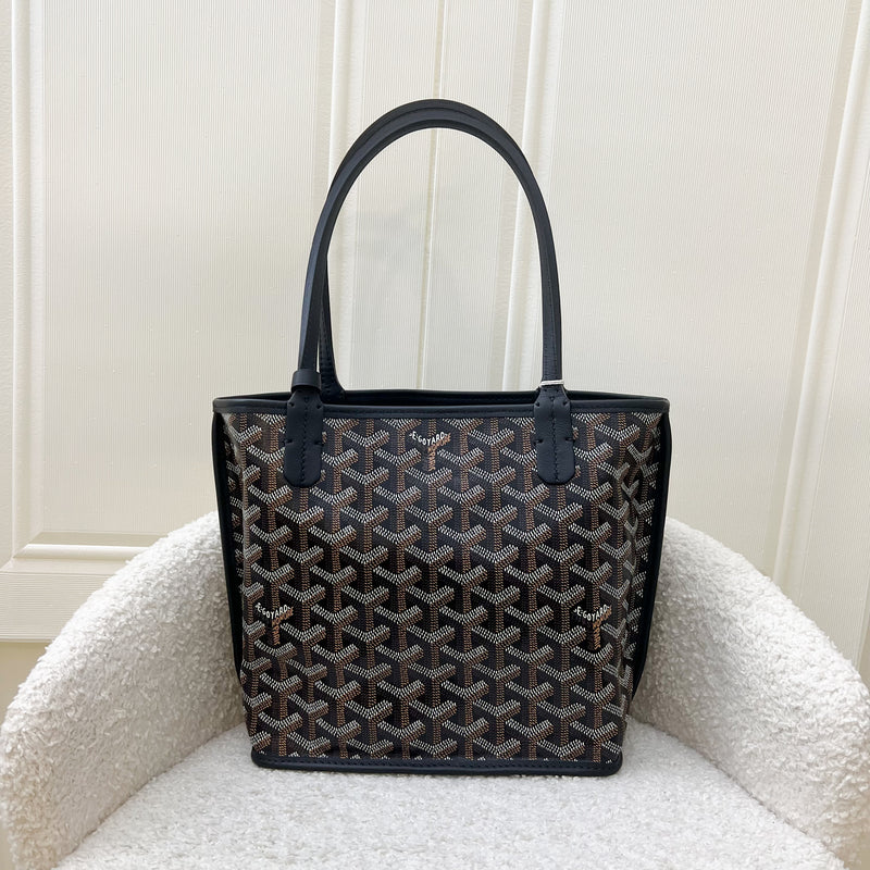 Goyard Mini Anjou Tote Bag in Black Goyardine Canvas and Leather