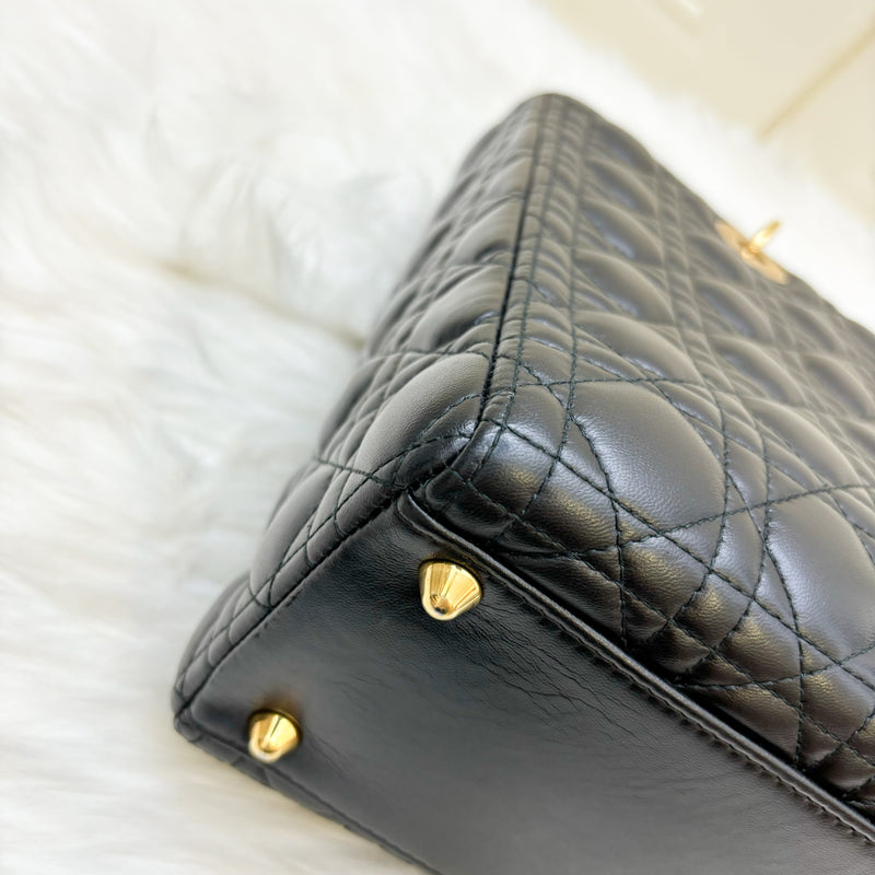 Dior Large Lady Dior in Black Lambskin and GHW