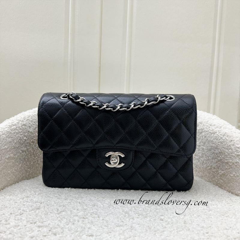 Chanel Small Classic Flap CF in Black Caviar and SHW