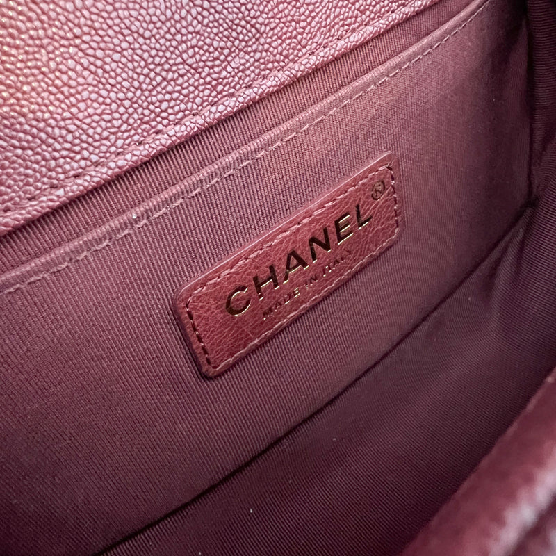 Chanel Small 20cm Boy Flap in Burgundy Red Caviar and LGHW