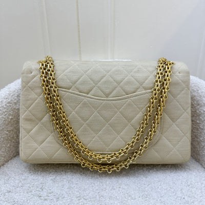 Chanel Vintage Small / Medium Flap with Bijoux Chain in Oatmeal Beige Jersey and 24K GHW