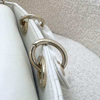 Dior Micro Lady D-Joy Bag in White Cannage Lambskin and LGHW