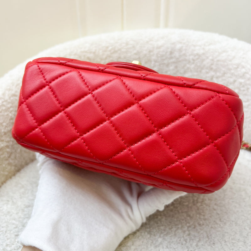 Chanel Pearl Crush Mini Square Flap in Red Lambskin and AGHW