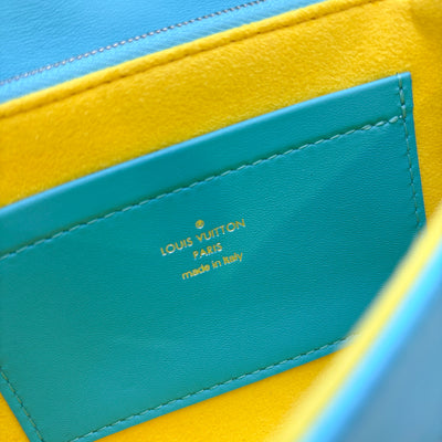 LV Pochette Coussin in Yellow / Cyan Monogram Embossed Lambskin and GHW