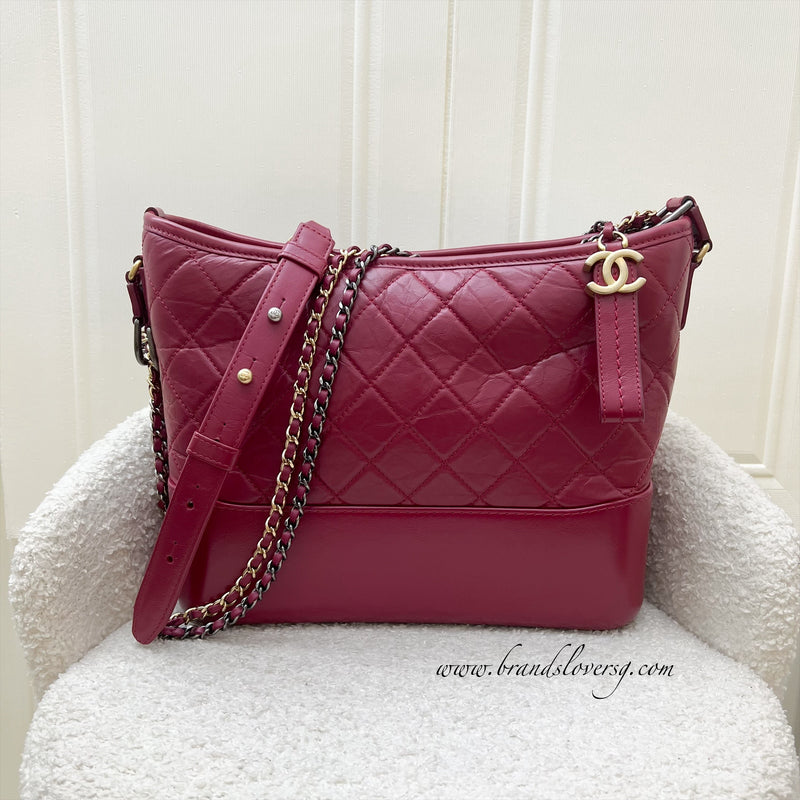 Chanel Medium (New Large) Gabrielle in Dark Red Distressed Leather and 3-tone HW