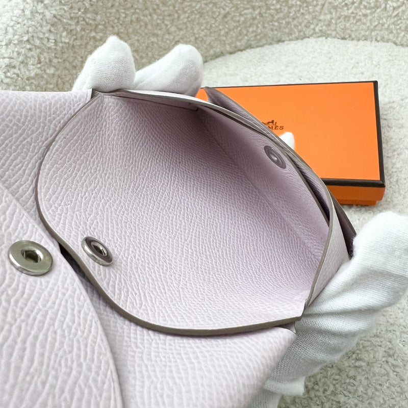 Hermes Calvi Duo Card Holder in Mauve Pale Epsom Leather and PHW