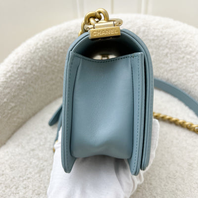 Chanel Small 20cm Boy Flap in Seafoam Lambskin and AGHW