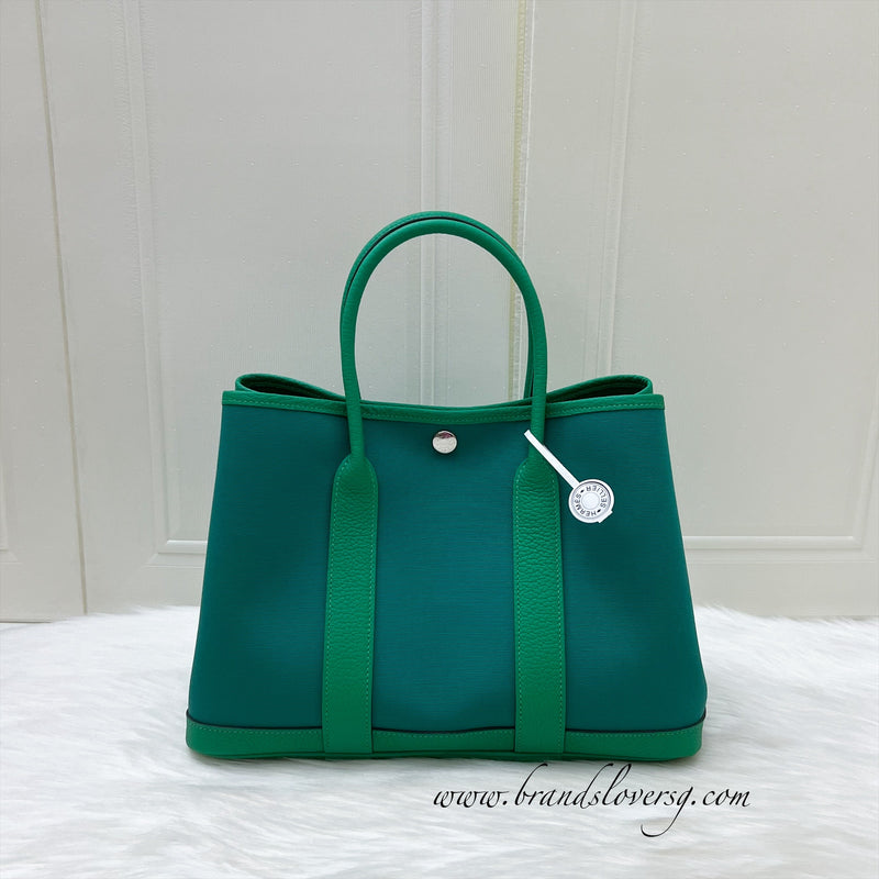 Hermes Garden Party 30 in Vert Veronese Canvas, Menthe Leather and PHW