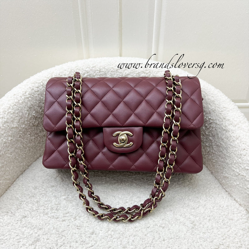 Chanel Small Classic Flap CF in Burgundy Lambskin and LGHW