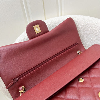 Chanel Classic Jumbo Double Flap in 18C Burgundy Dark Red Iridescent Caviar and AGHW