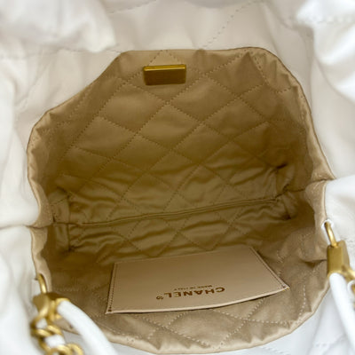 Chanel 22 Mini Hobo Bag in White Shiny Calfskin and GHW