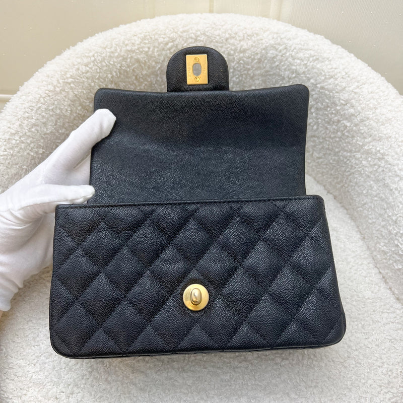 Chanel Top Handle Mini Rectangle Flap in 21S Black Caviar Aged GHW