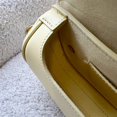 Dior Bobby East West Bag in Pale Yellow Calfskin and AGHW (With Additional Dior Canvas Strap)