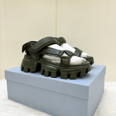 Prada Chunky Sandals in Nappa Leather with Velcro Fasteners Sz 37