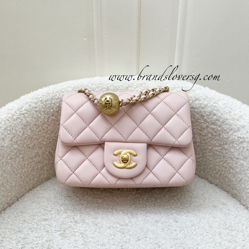 Chanel Pearl Crush Square Mini Flap in 23K Light Pink Lambskin and AGHW