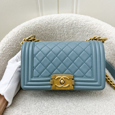 Chanel Small 20cm Boy Flap in Seafoam Lambskin and AGHW