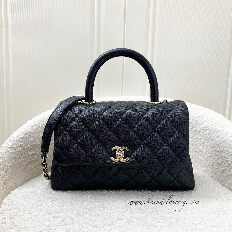 Chanel Small 24cm Coco Handle Flap in Black Caviar and LGHW