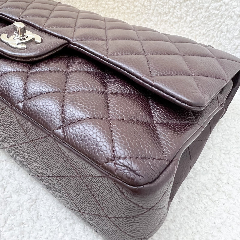 Chanel Medium Classic Flap CF in Dark Brown Caviar and SHW