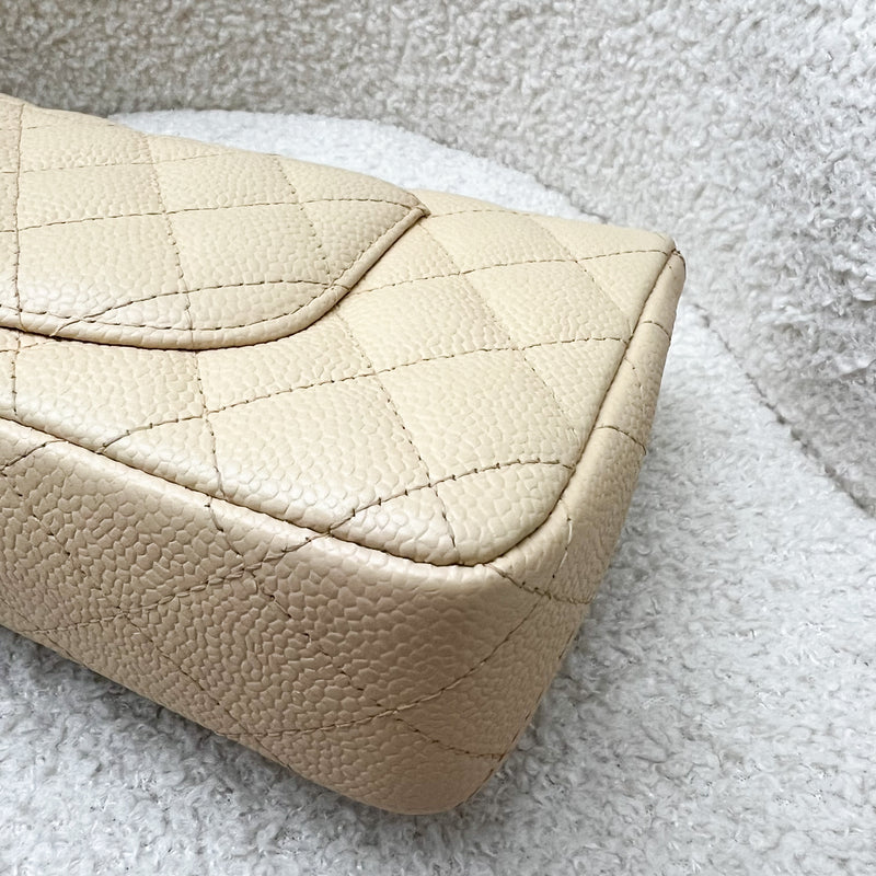 Chanel East West Flap Bag in Beige Caviar and SHW