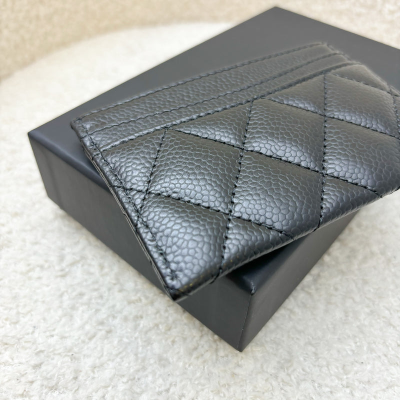 Chanel Classic Flat Card Holder in Black Caviar and GHW