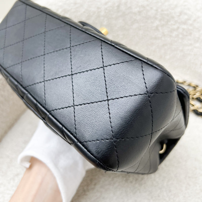 Chanel Classic Mini Rectangle Flap in Black Lambskin and LGHW