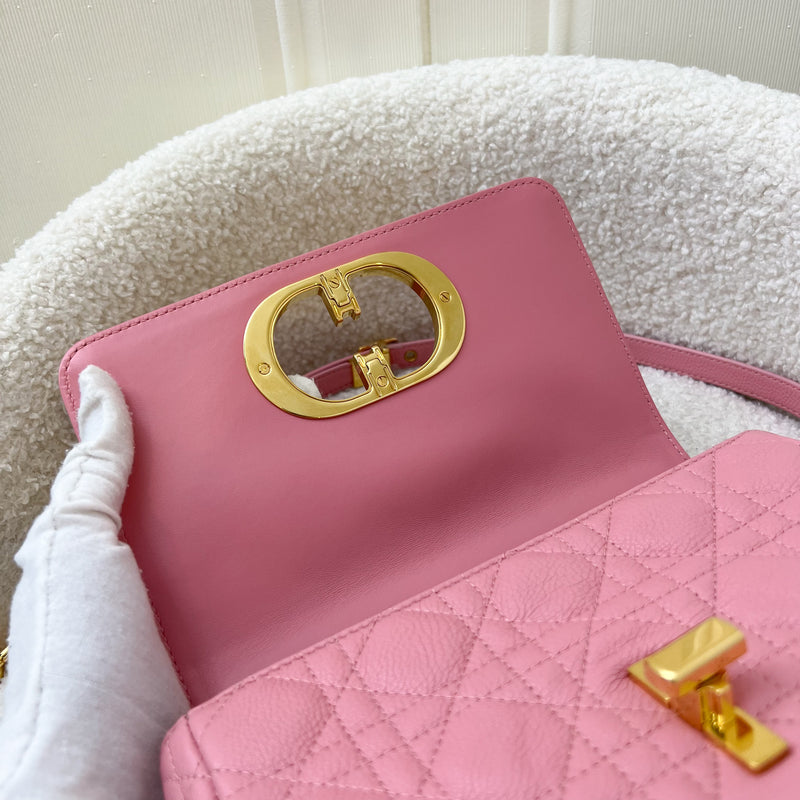 Dior Small Caro Flap Bag in Pink Calfskin GHW