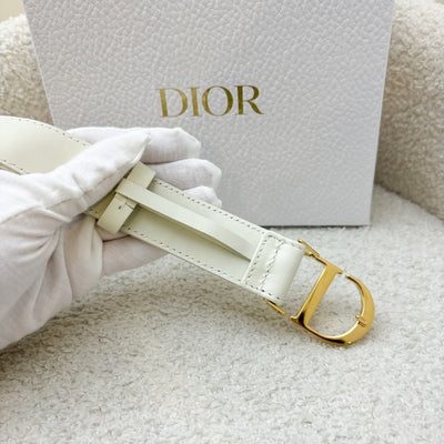 Dior 30 Montaigne Belt in White Cannage Lambskin and GHW Sz 75