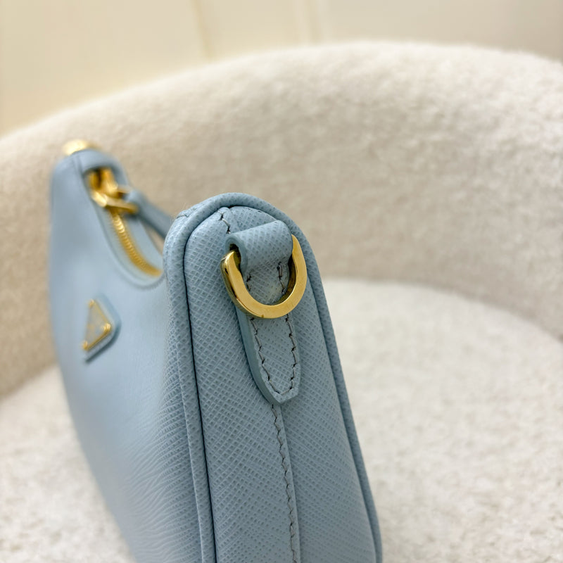 Prada Re-Edition Mini Bag in Baby Blue Saffiano Leather and GHW