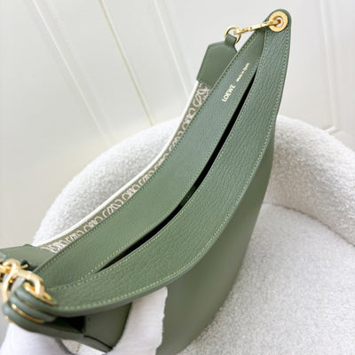 Loewe Luna Shoulder Bag in Olive Green Satin Calfskin and GHW