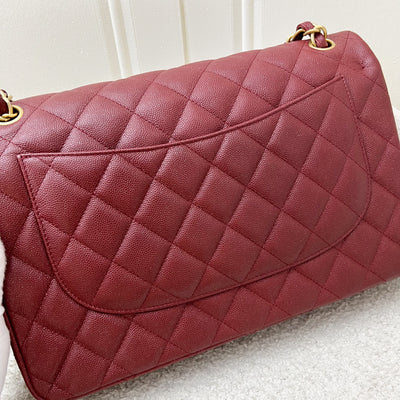 Chanel Classic Jumbo Double Flap in 18C Burgundy Dark Red Iridescent Caviar and AGHW