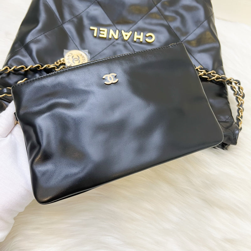 Chanel 22 Small Hobo Bag in Black Calfskin and AGHW