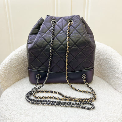 Chanel Gabrielle Small Backpack in 19S Iridescent Black Distressed Calfskin and 3-Tone HW