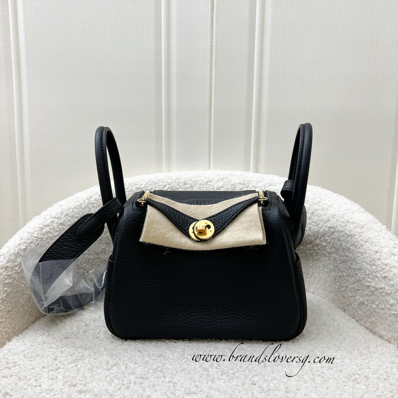 Hermes Mini Lindy in Black Noir Clemence Leather GHW