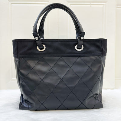 Chanel Medium Biarritz Tote in Black Coated Canvas, Leather and SHW
