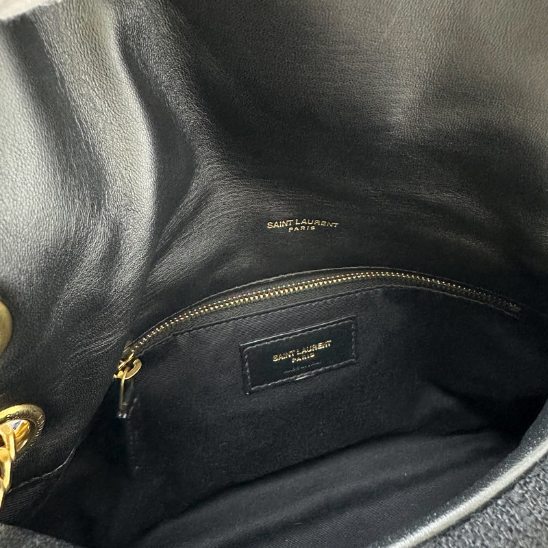 Saint Laurent YSL Small Loulou Puffer Bag in Black Wool / Tweed and GHW