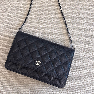 Chanel Classic Wallet on Chain WOC in Black Caviar and SHW (Model: AP0250)