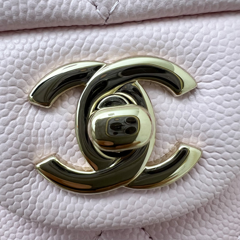 Chanel Medium Classic Flap CF in 22S Light Pink Caviar and LGHW