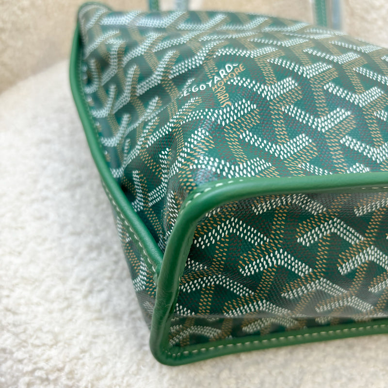 Goyard Mini Anjou Tote Bag in Classic Green Canvas and Leather