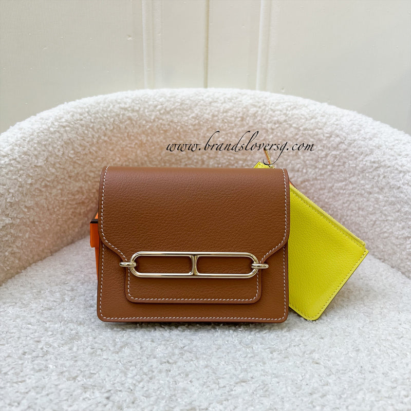 Hermes Roulis Slim Wallet in Gold / Lime Evercolor Leather and GHW