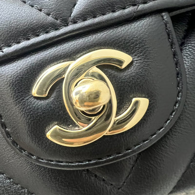 Chanel Medium Classic Flap CF in Chevron Quilted Black Lambskin and LGHW