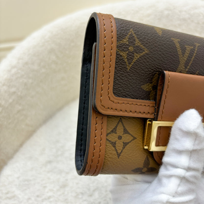 LV Dauphine Compact Wallet in Reverse Monogram, Monogram Canvas and GHW