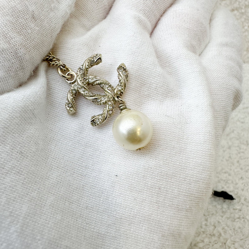 Chanel CC Necklace with Dangling Pearl in LGHW