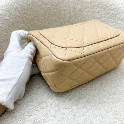 Chanel Pearl Crush Mini Square Flap in 22C Beige Lambskin AGHW